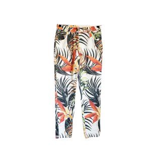 Venti6 Ali Women's Tropical Print Button Fly Stretch Ankle Pant - Sz S - NWT